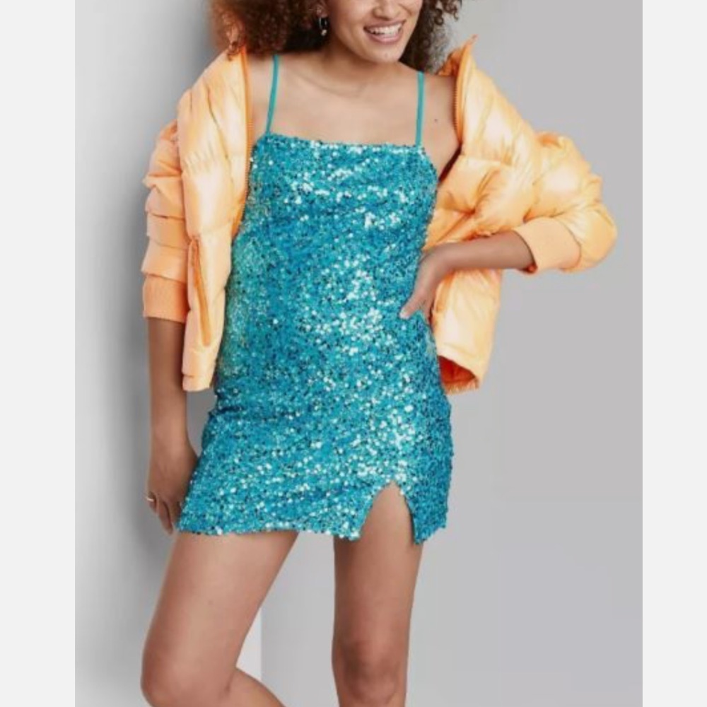 NWT wild fable | size medium sequin teal dress